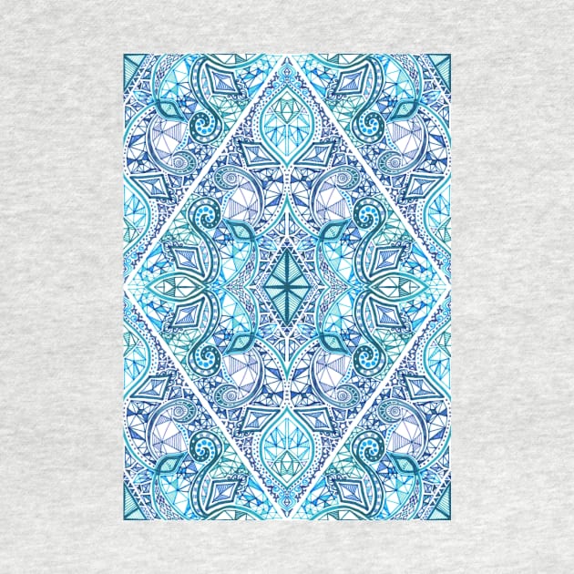 Blue and Teal Diamond Doodle Pattern by micklyn